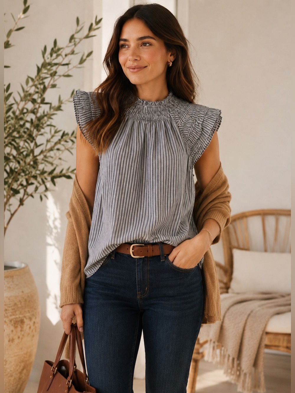 J. Crew medium ruffle sleeve top